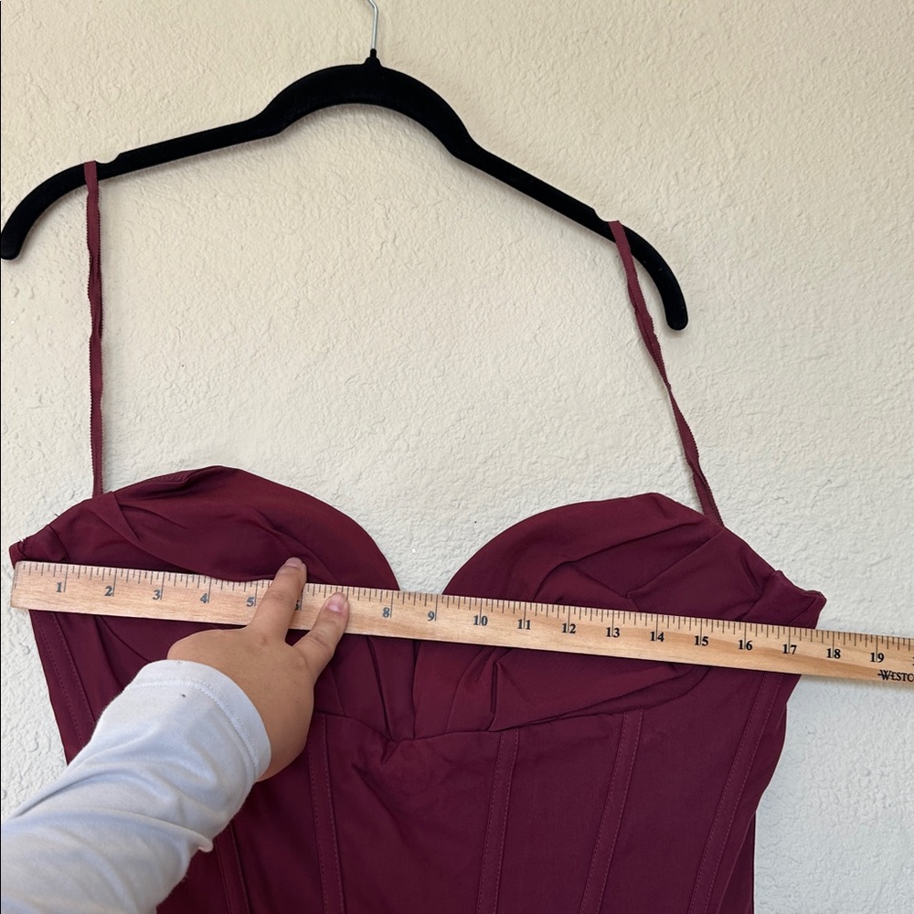 HOUSE OF CB 'Lady'‎ Wine Strapless Midi Dress NWOT SIZE L D-DD - Picture 8 of 14